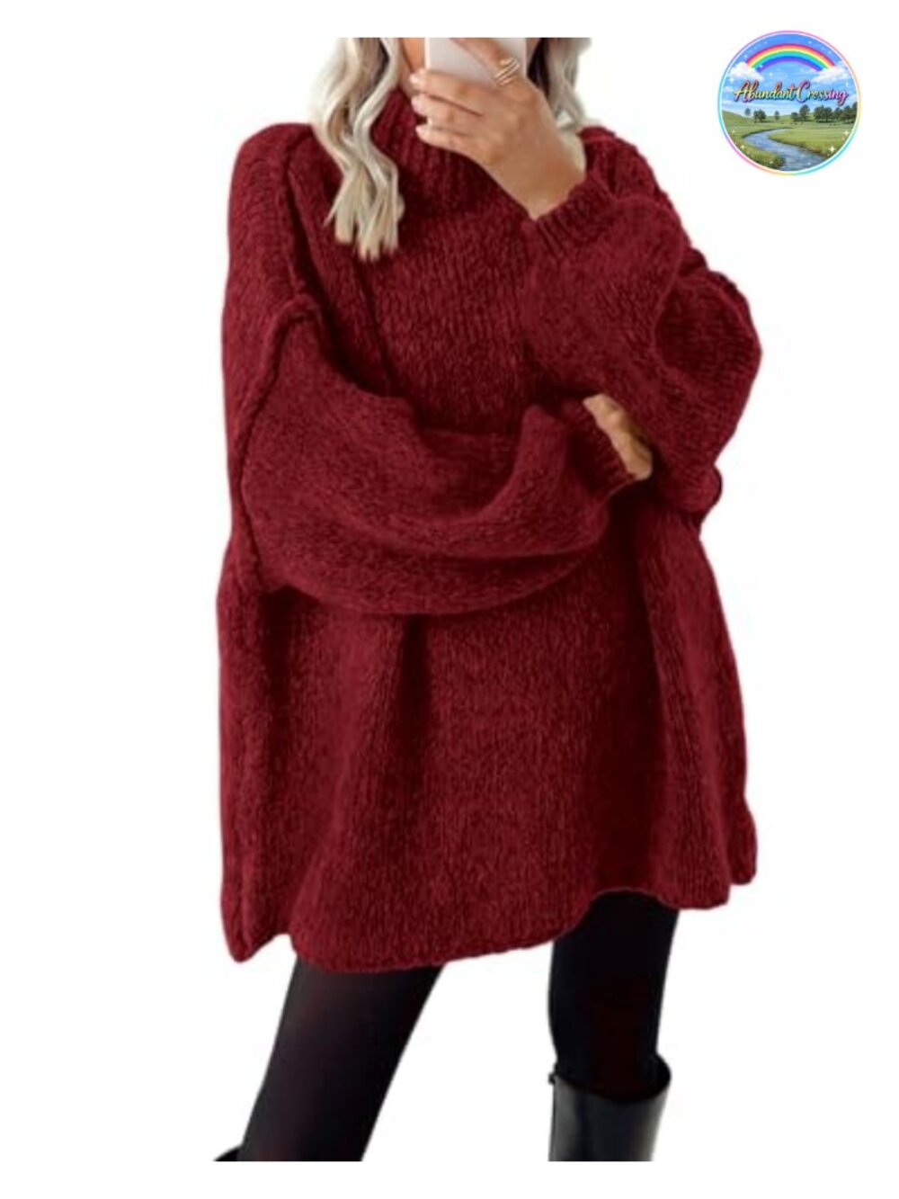 Oversized Mock Neck Cable Knit Long Sleeve Pullover Sweater